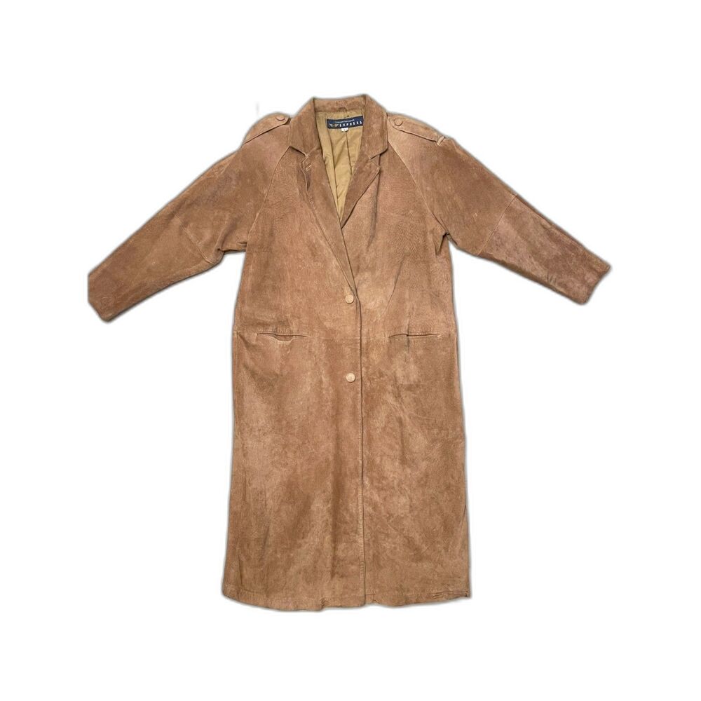 Express Suede Trench Coat in Camel Brown